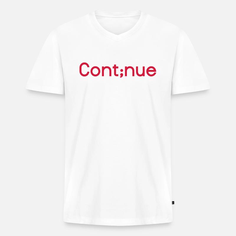 Continue - Depression Semikolon Farbwechsel - Männer Premium Bio T-Shirt mit V-Ausschnitt - Weiß