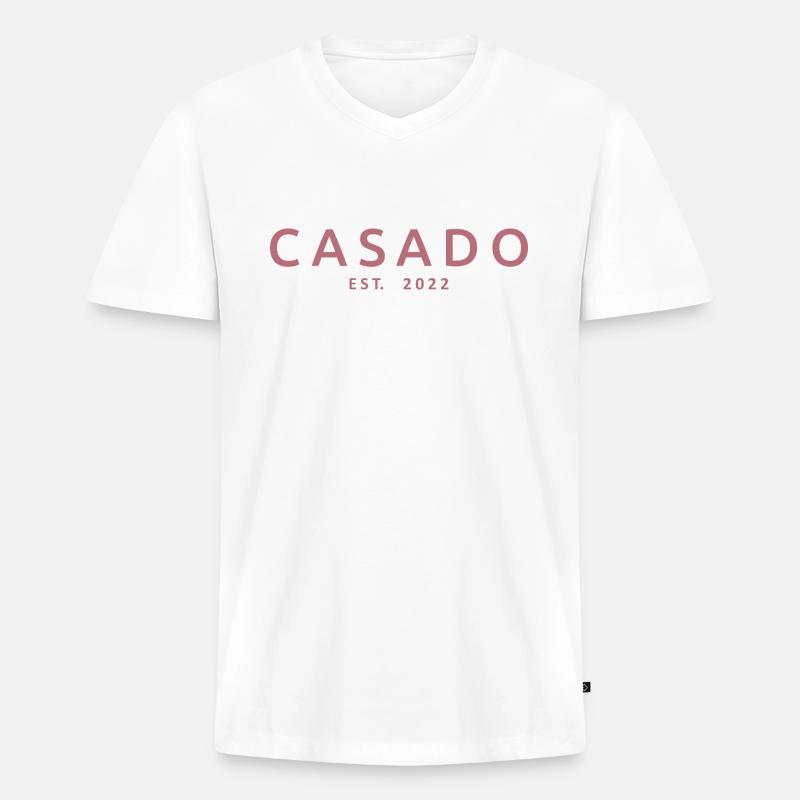 2022 Hochzeit Ehepaar - Männer Premium Bio T-Shirt mit V-Ausschnitt - Weiß
