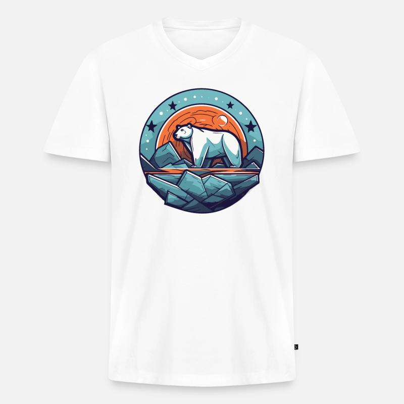 Der letzte Eisbär - Männer Premium Bio T-Shirt mit V-Ausschnitt - Weiß
