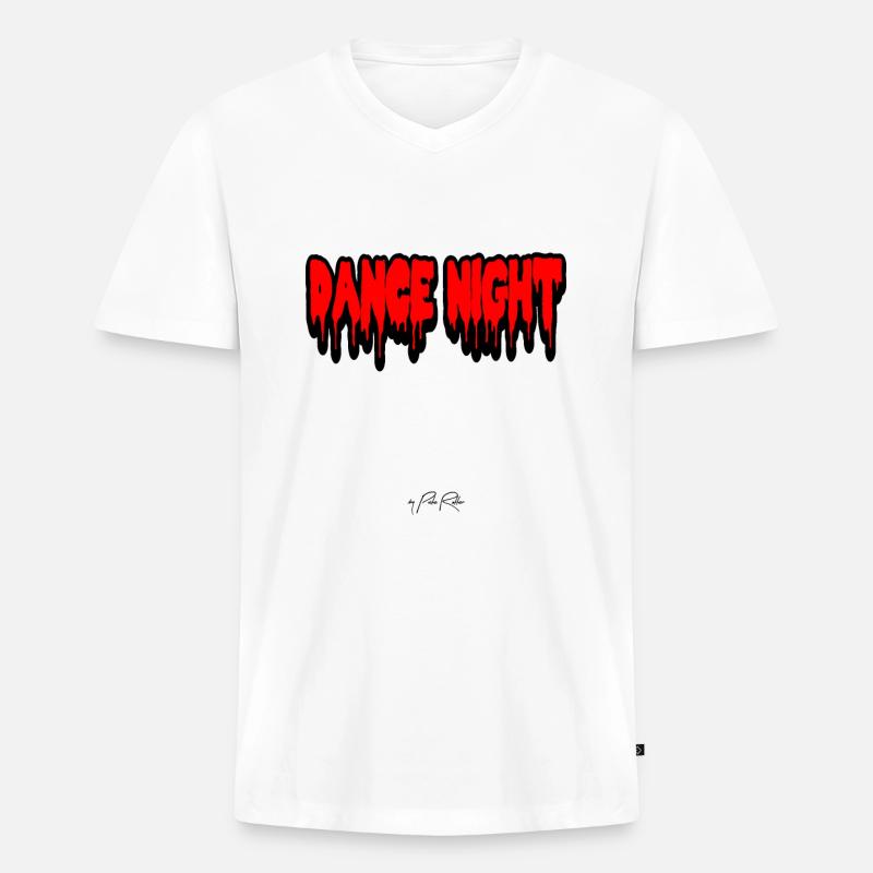 Text, Dance Night - Männer Premium Bio T-Shirt mit V-Ausschnitt - Weiß