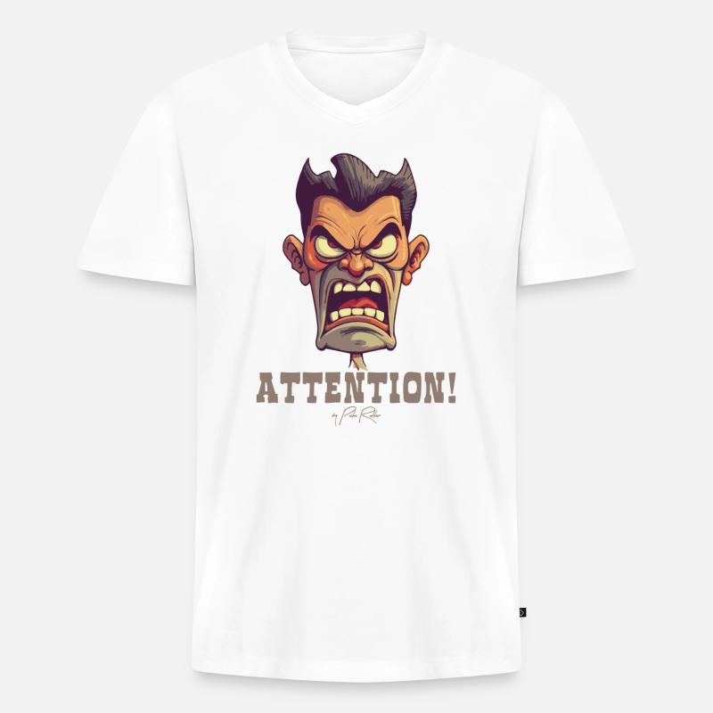 Drill Sergeant Lehrer, Achtung! - Männer Premium Bio T-Shirt mit V-Ausschnitt - Weiß