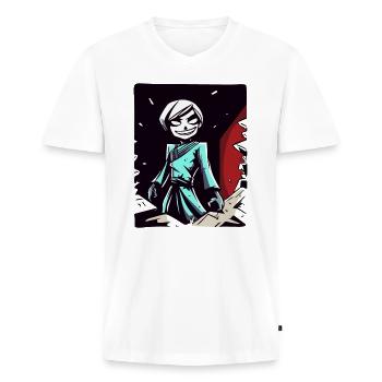 Anime Manga Bad Girl Idol - Men's Premium Organic T-shirt with V-neck - white - Front - Nico (187cm)