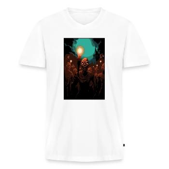 Parodie des Zombie Lynchmob - Männer Premium Bio T-Shirt mit V-Ausschnitt - Weiß - Vorne - Nico (187cm)