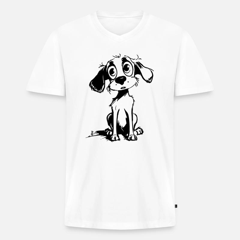 Simpatico cane randagio sognatore - Maglietta ecologica premium da uomo con scollo a V - bianco