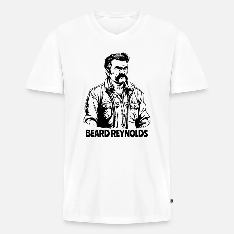 Männlicher Mann, Schnurrbart BEARD REYNOLDS - Männer Premium Bio T-Shirt mit V-Ausschnitt - Weiß