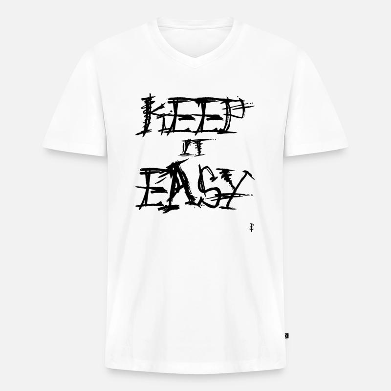 Keep it Easy - Männer Premium Bio T-Shirt mit V-Ausschnitt - Weiß