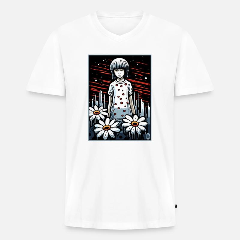 Schwere Melancholie oder Schlaflosigkeit - Männer Premium Bio T-Shirt mit V-Ausschnitt - Weiß