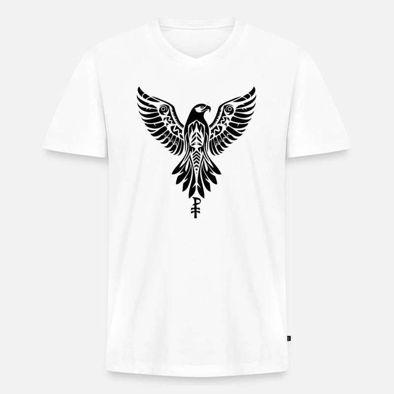 Emblem eines Raubvogels oder Adlers - Männer Premium Bio T-Shirt mit V-Ausschnitt - Weiß