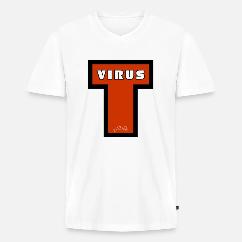 Virus T - Männer Premium Bio T-Shirt mit V-Ausschnitt - Weiß