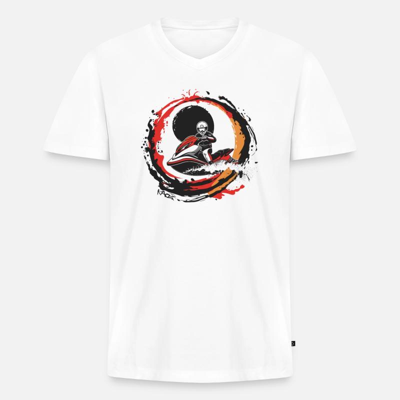 Jetski-Wasser-Spritzer - Männer Premium Bio T-Shirt mit V-Ausschnitt - Weiß