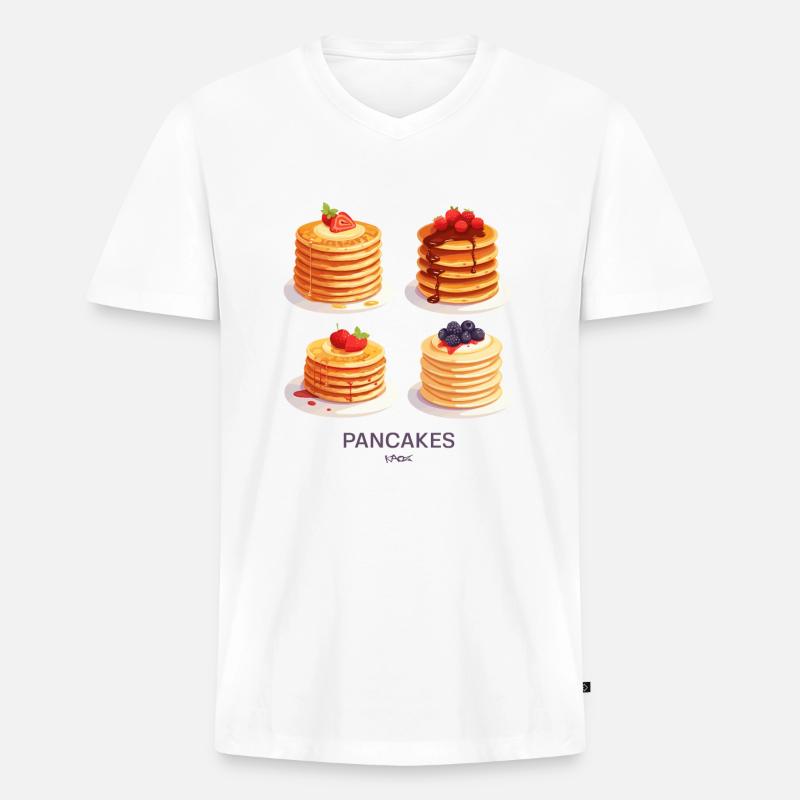 Fruchtige Pfannkuchen - Männer Premium Bio T-Shirt mit V-Ausschnitt - Weiß