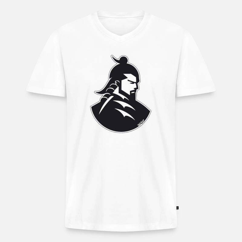 Ein Samurai im Schatten - Männer Premium Bio T-Shirt mit V-Ausschnitt - Weiß