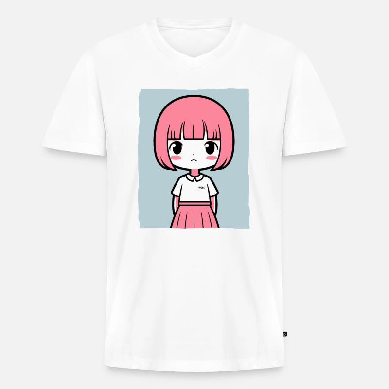 Einfach ein einfaches Mädchen - Männer Premium Bio T-Shirt mit V-Ausschnitt - Weiß