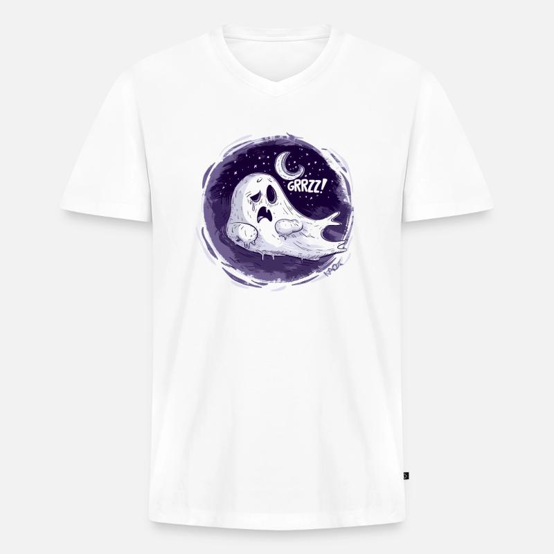 Schlafender Geist auf dem Mond - Männer Premium Bio T-Shirt mit V-Ausschnitt - Weiß