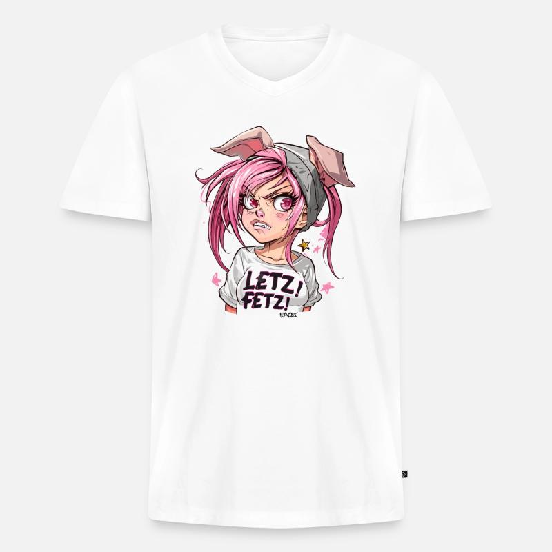 Selbstbewußt und stark, cooles Schweine-Mädchen - Männer Premium Bio T-Shirt mit V-Ausschnitt - Weiß