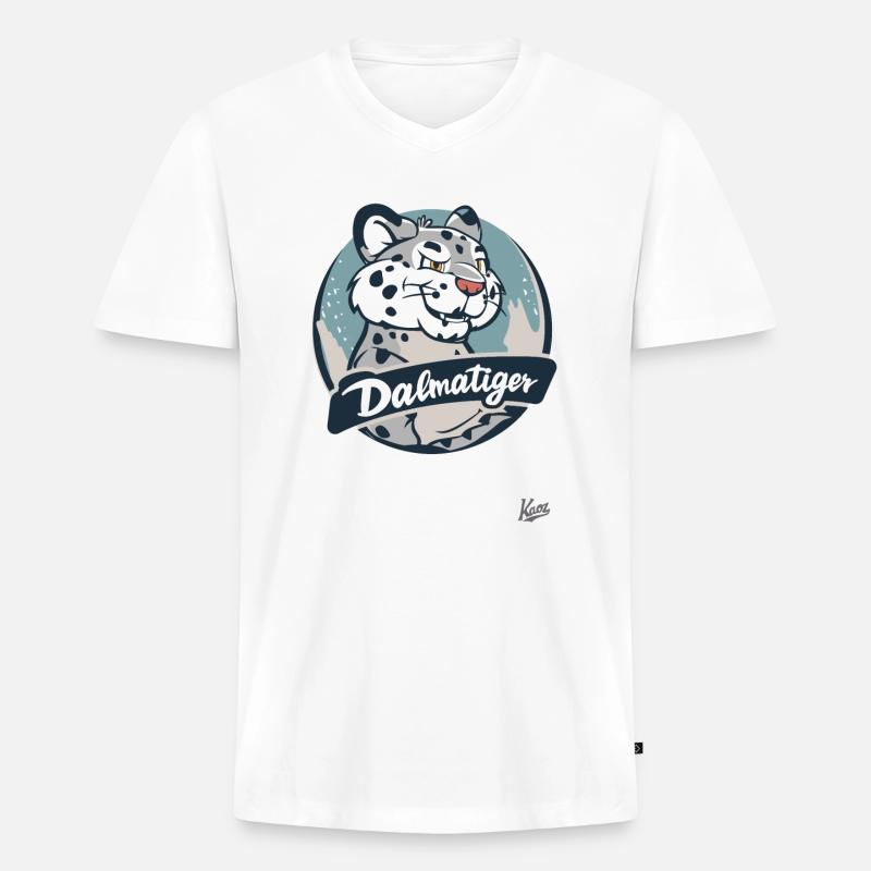 Der Dalmatiger: Der Dalmatiner-Tiger - Männer Premium Bio T-Shirt mit V-Ausschnitt - Weiß