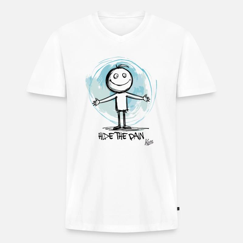 Verstecke den Schmerz - Männer Premium Bio T-Shirt mit V-Ausschnitt - Weiß