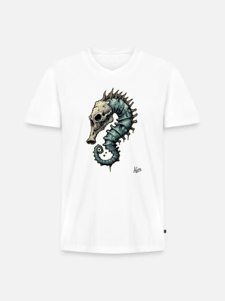 Funny, Freaky, Strange: Zombie Seahorse - Men's Premium Organic T-shirt with V-neck - white