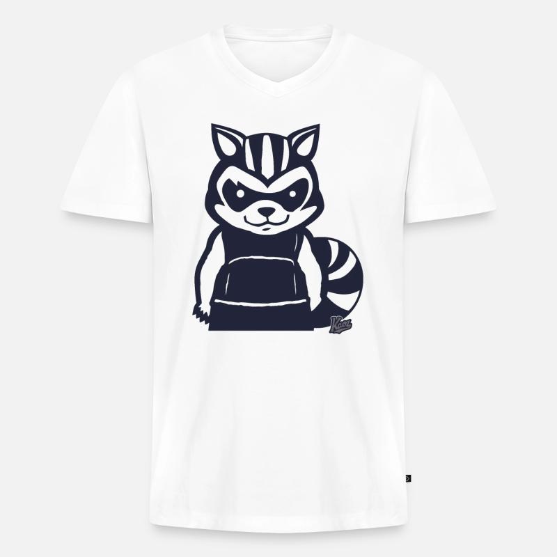 Rowdy Randy Waschbär - Männer Premium Bio T-Shirt mit V-Ausschnitt - Weiß