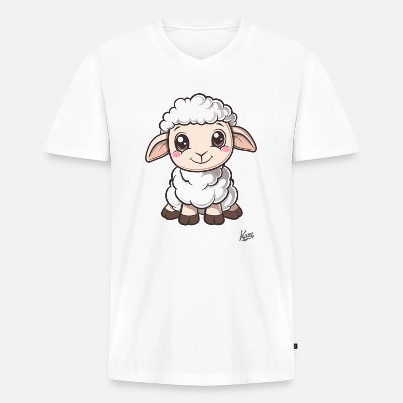 Süßes kleines Schäfchen - Männer Premium Bio T-Shirt mit V-Ausschnitt - Weiß