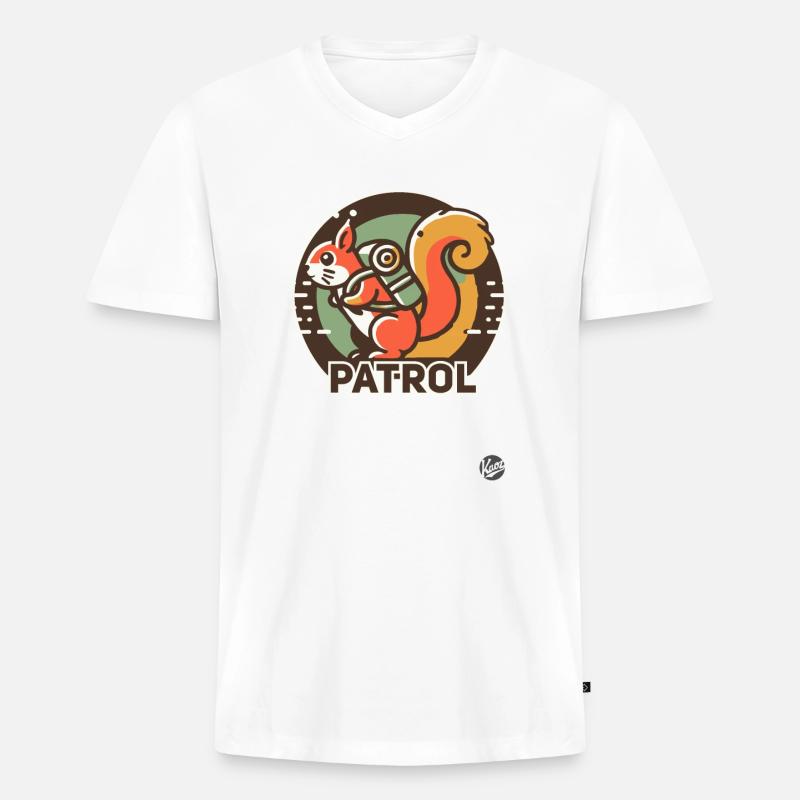 Waldpatrouille Camper Eichhörnchen - Männer Premium Bio T-Shirt mit V-Ausschnitt - Weiß