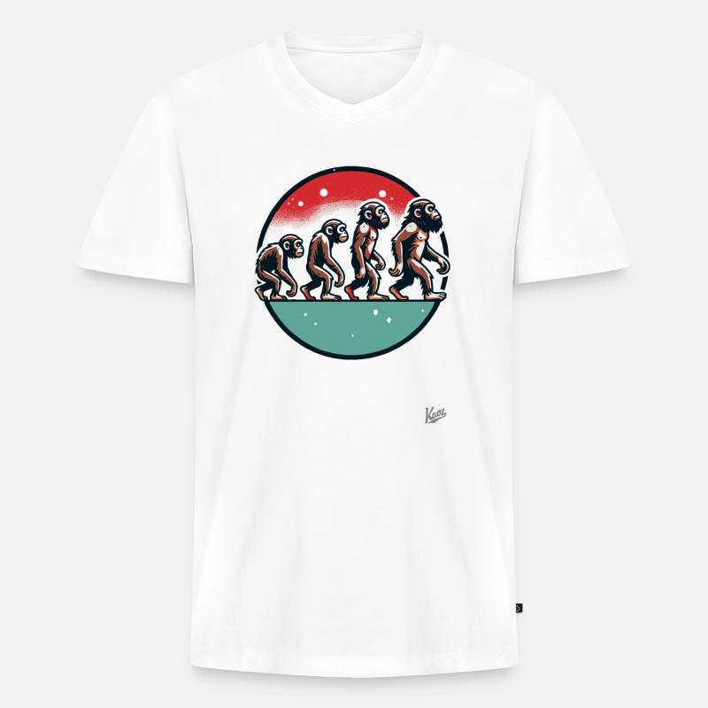 Evolution des Affen - Männer Premium Bio T-Shirt mit V-Ausschnitt - Weiß