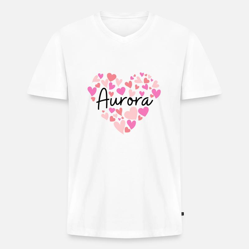 Ich liebe Aurora - Männer Premium Bio T-Shirt mit V-Ausschnitt - Weiß