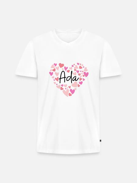 Ich liebe Ada - Herzen für Ada - Männer Premium Bio T-Shirt mit V-Ausschnitt - Weiß