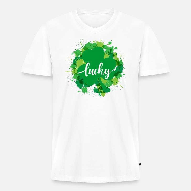 Aquarell Saint Patrick Day - Männer Premium Bio T-Shirt mit V-Ausschnitt - Weiß