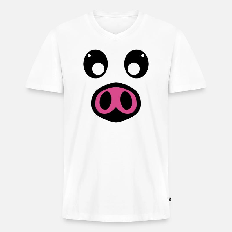 Schwein Kostüm - Männer Premium Bio T-Shirt mit V-Ausschnitt - Weiß