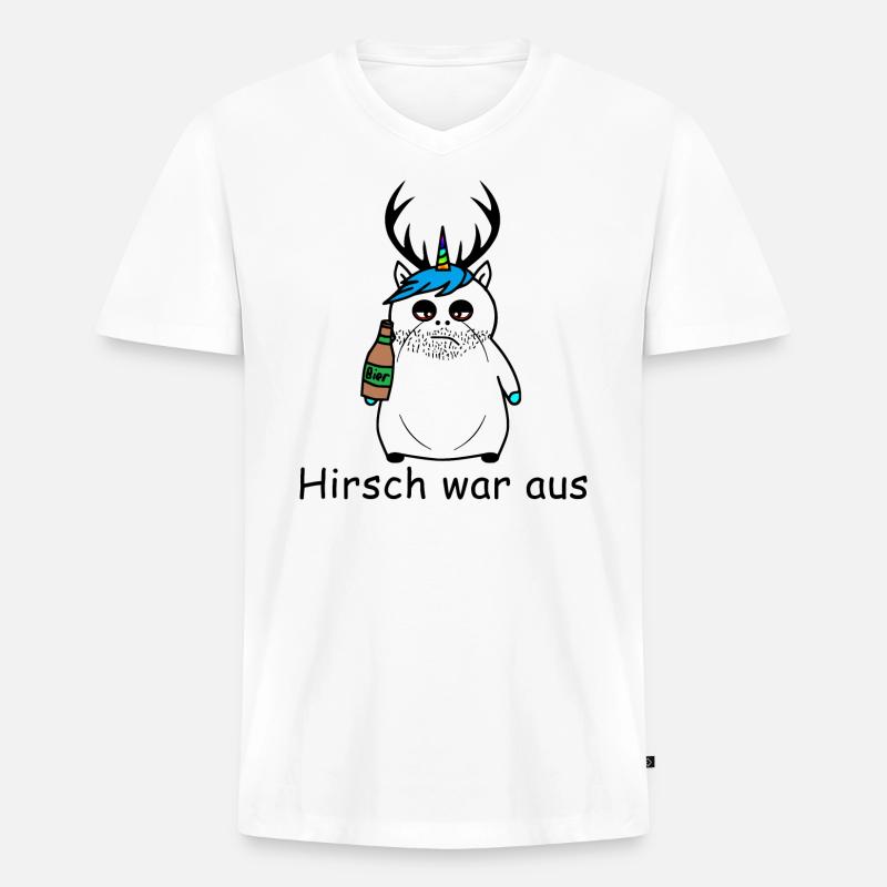 Hirsch war aus - Männer Premium Bio T-Shirt mit V-Ausschnitt - Weiß