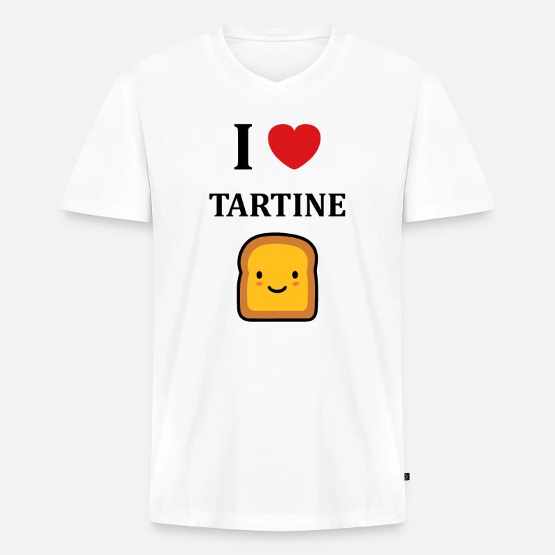 Handvoll - Männer Premium Bio T-Shirt mit V-Ausschnitt - Weiß