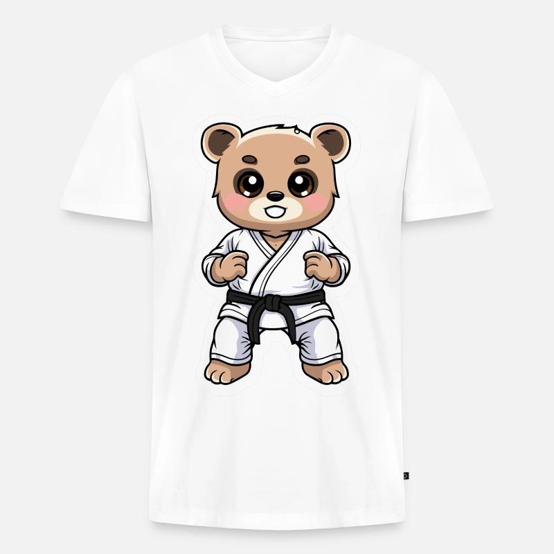 teddy karate - Männer Premium Bio T-Shirt mit V-Ausschnitt - Weiß