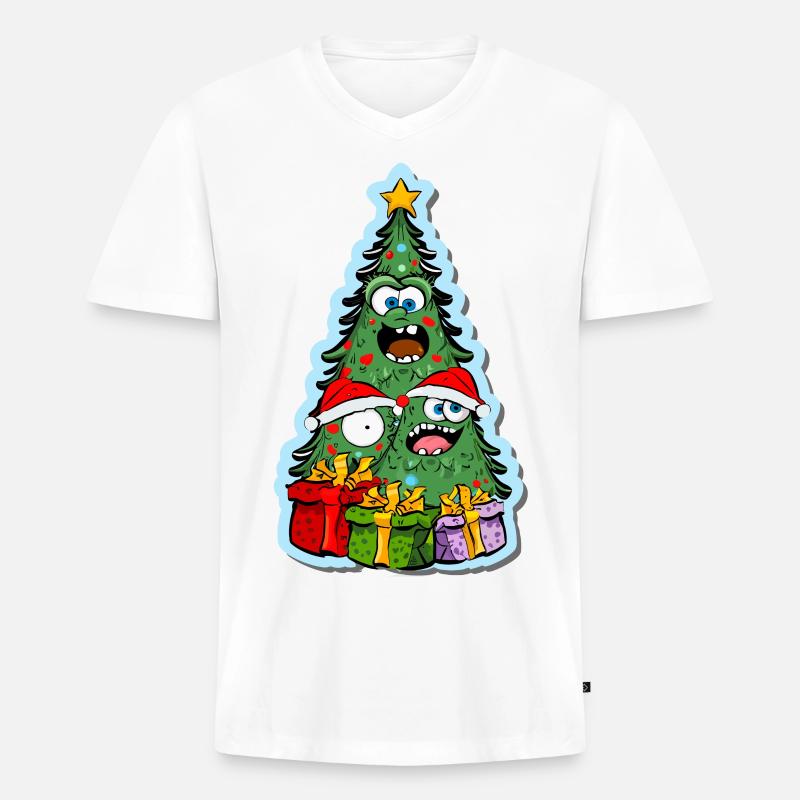 lustiger Weihnachtsbaum - Männer Premium Bio T-Shirt mit V-Ausschnitt - Weiß