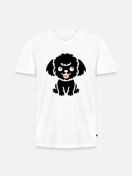 Humor Dog Small Poodle - Men's Premium Organic T-shirt with V-neck - white