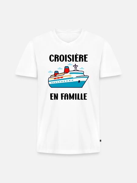 Croisière en famille - T-shirt encolure en V Premium bio Homme - blanc