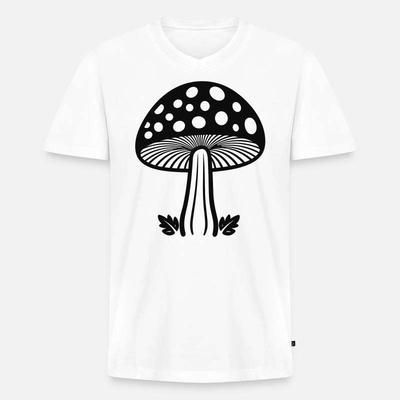 Pilz - Männer Premium Bio T-Shirt mit V-Ausschnitt - Weiß