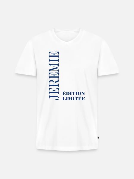 Jeremie - T-shirt encolure en V Premium bio Homme - blanc
