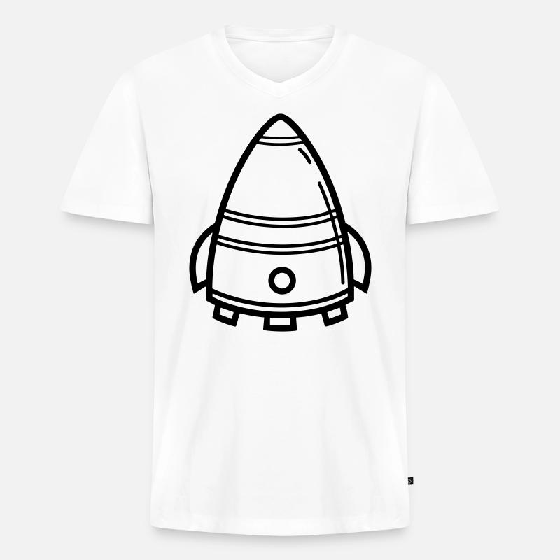 fliegende Untertasse - Männer Premium Bio T-Shirt mit V-Ausschnitt - Weiß