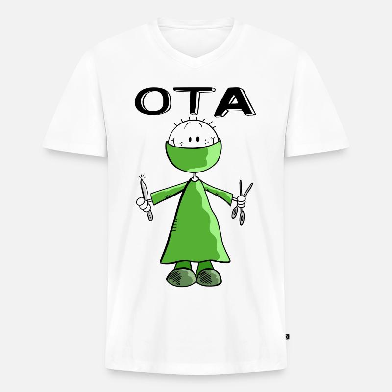 Operationstechnischer Assistent Strichmann - OTA - Männer Premium Bio T-Shirt mit V-Ausschnitt - Weiß