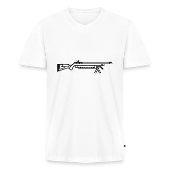 Fusil de chasse sniper - T-shirt encolure en V Premium bio Homme - blanc - Devant - Nico (187cm)