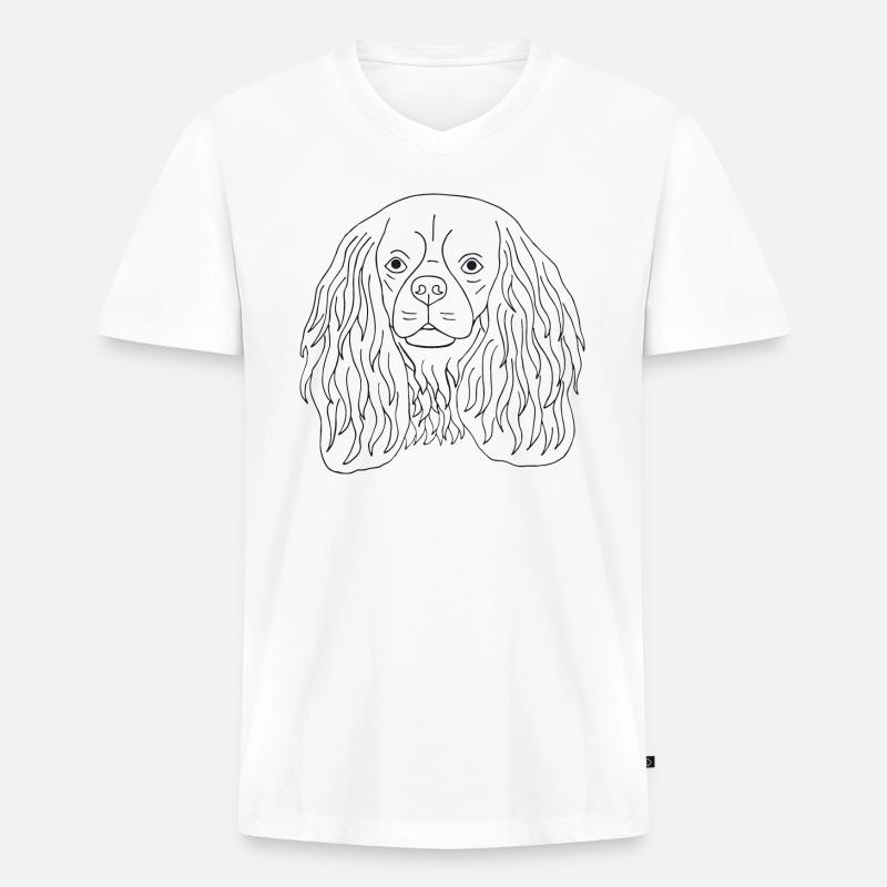 Cavalier King Charles Spaniel - Männer Premium Bio T-Shirt mit V-Ausschnitt - Weiß