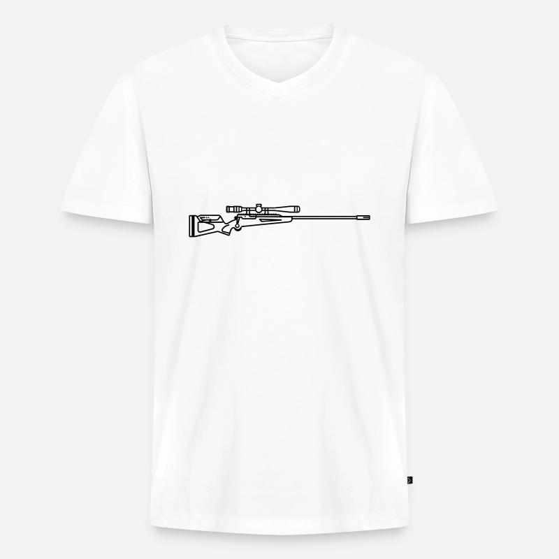Scharfschützen-Schrotflinte - Männer Premium Bio T-Shirt mit V-Ausschnitt - Weiß