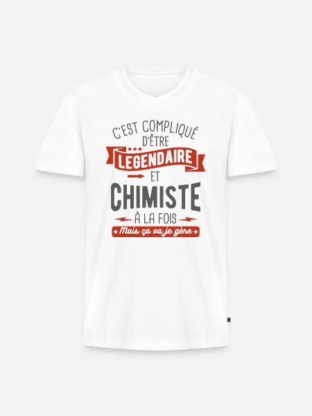légendaire et chimiste - T-shirt encolure en V Premium bio Homme - blanc