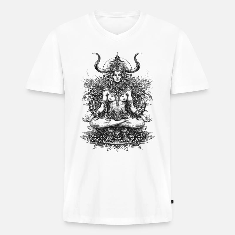 Goddess - Männer Premium Bio T-Shirt mit V-Ausschnitt - Weiß
