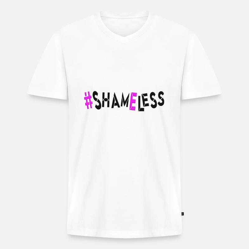 #shameless flagrant unabashed barefaced - Männer Premium Bio T-Shirt mit V-Ausschnitt - Weiß