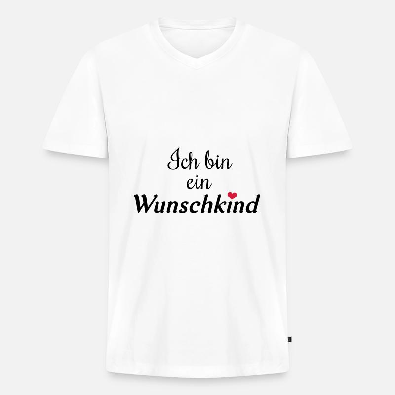 Ich bin ein wunschkind - Männer Premium Bio T-Shirt mit V-Ausschnitt - Weiß