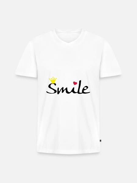 Smile - Männer Premium Bio T-Shirt mit V-Ausschnitt - Weiß