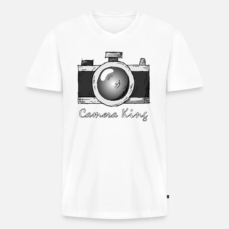 Kamera - Männer Premium Bio T-Shirt mit V-Ausschnitt - Weiß