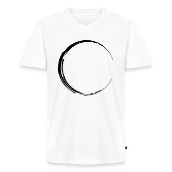 Symbol Circle Grunge Shape - Men's Premium Organic T-shirt with V-neck - white - Front - Nico (187cm)